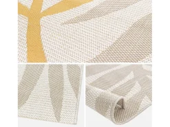 Online Sweeek Alfombra de interior/exterior, estampado beige y mostaza, poliéster Crema