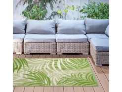 ESSCHERT DESIGN Alfombra de jardín de polipropileno con hojas de selva Verde Discount