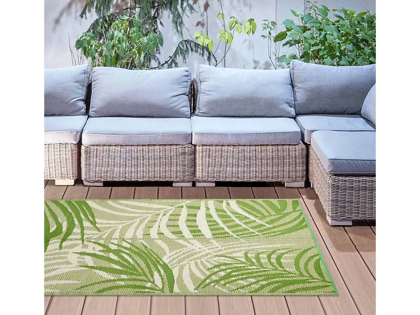 ESSCHERT DESIGN Alfombra de jardín de polipropileno con hojas de selva Verde Discount