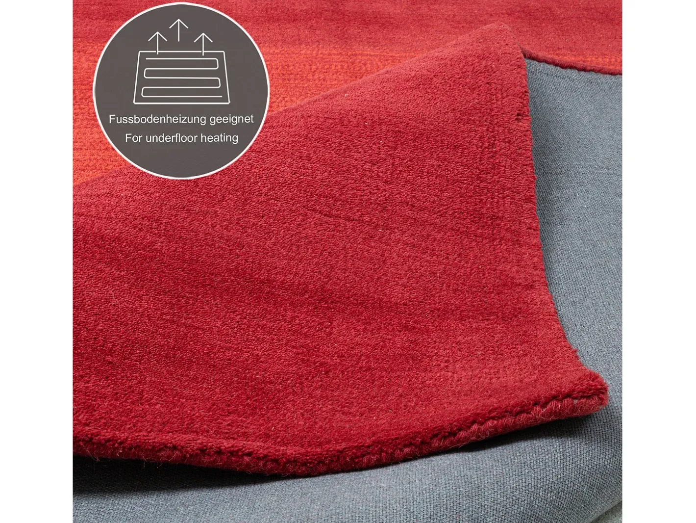 Alfombra De Salón-Alfombra de lana con degradado de color 70x140 cm Wool Comfort Rojo