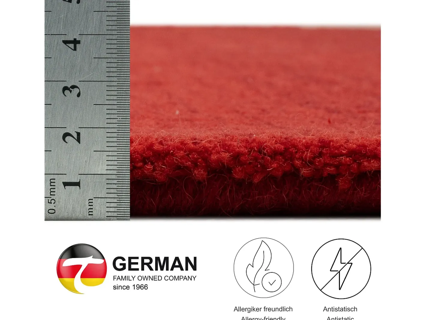 Alfombra De Salón-Alfombra de lana con degradado de color 70x140 cm Wool Comfort Rojo