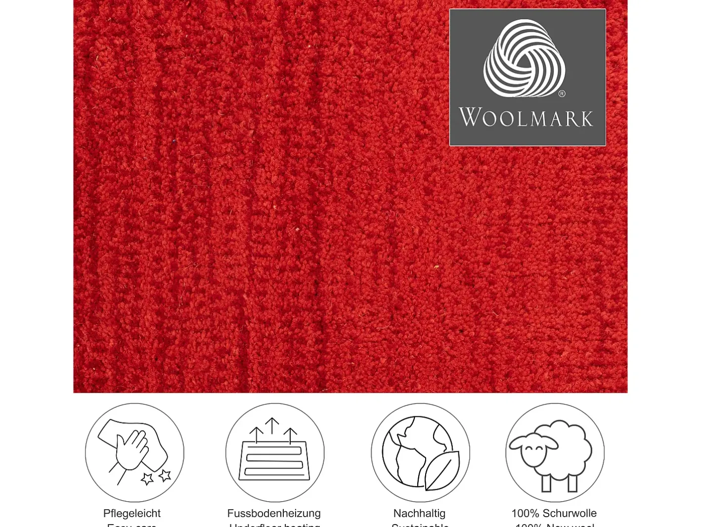 Alfombra De Salón-Alfombra de lana con degradado de color 70x140 cm Wool Comfort Rojo