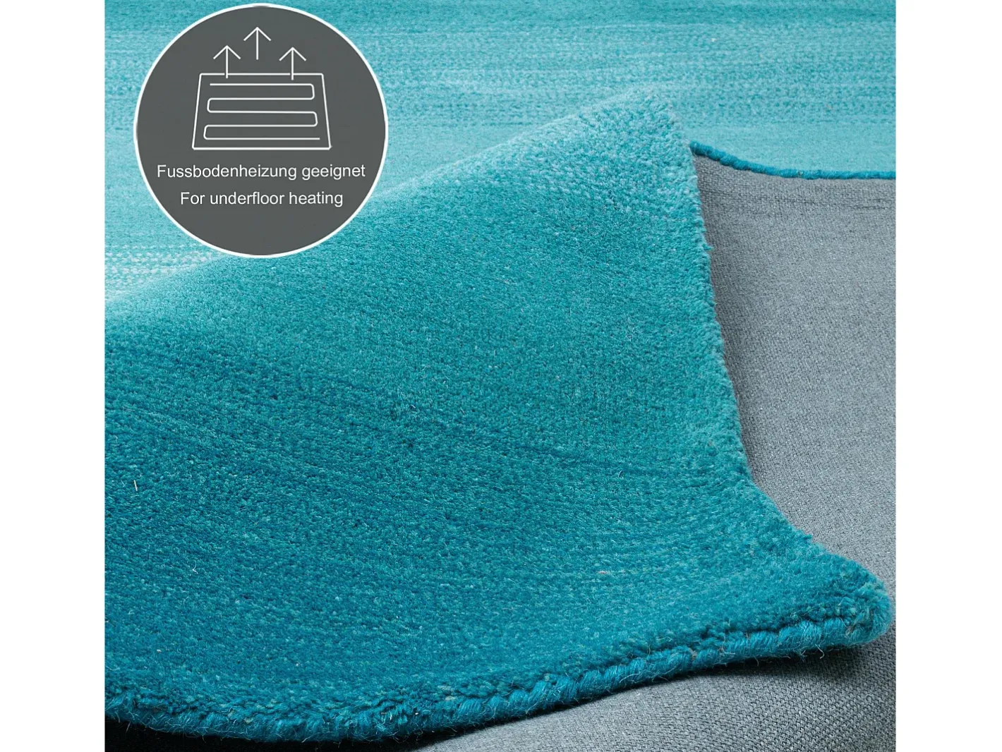Alfombra De Salón-Alfombra de lana con degradado de color 90x160 cm Turquesa Wool Comfort Azul turquesa