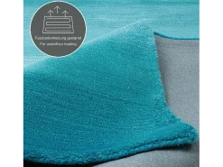Alfombra De Salón-Alfombra de lana con degradado de color 160x230 cm Turquesa Wool Comfort Azul turquesa