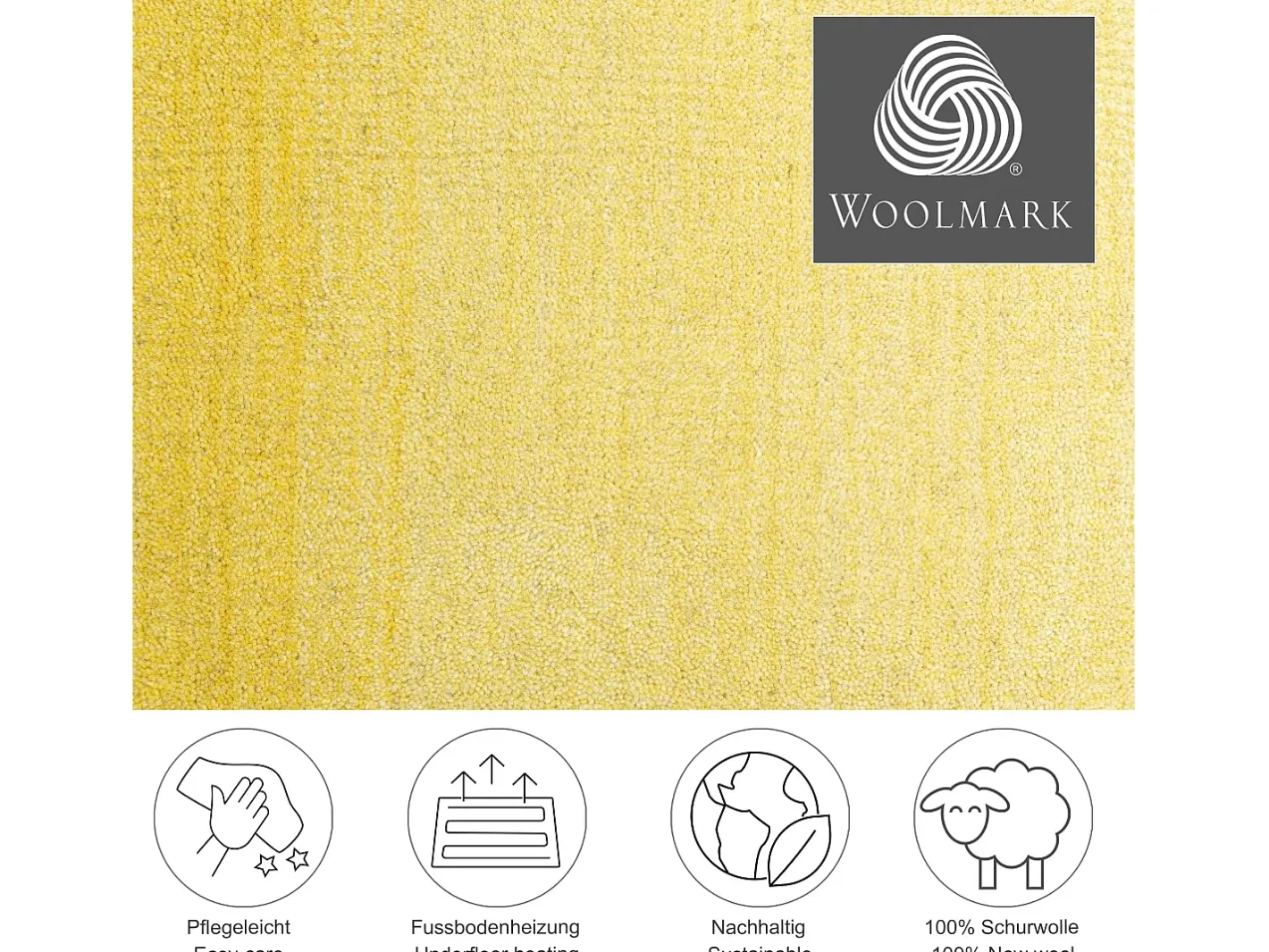 Alfombra De Salón-Alfombra de lana con degradado de color 70x140 cm Wool Comfort Amarillo