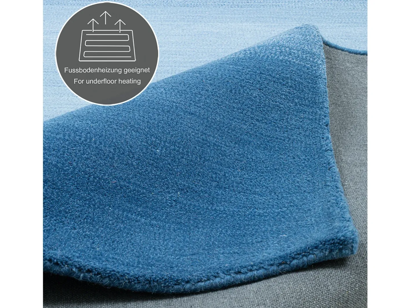 Alfombra De Salón-Alfombra de lana con degradado de color 70x140 cm Wool Comfort Azul