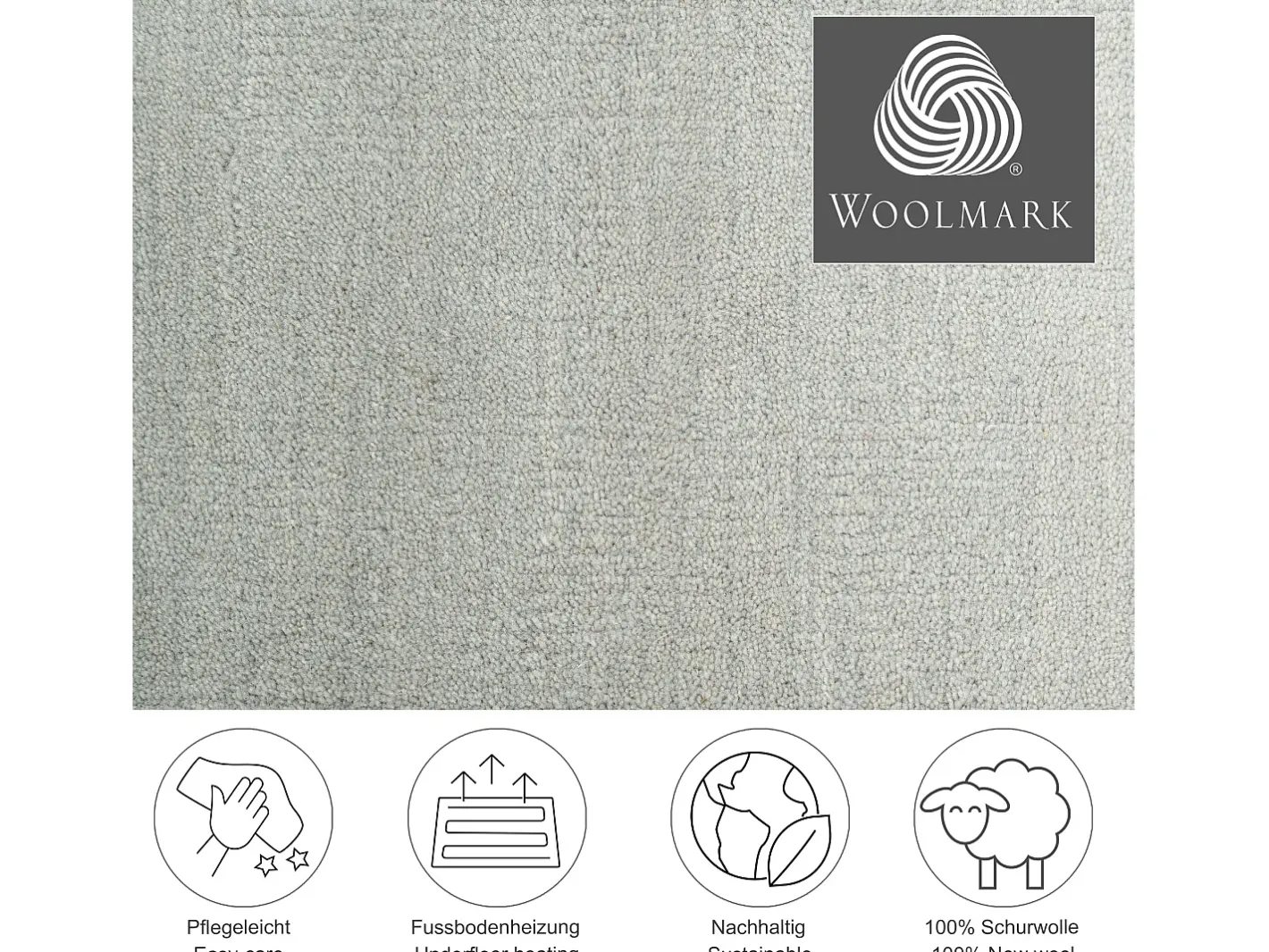 Alfombra De Salón-Alfombra de lana con degradado de color 70x140 cm Wool Comfort Gris