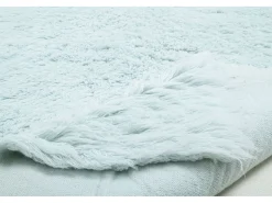 Alfombra De Salón-Alfombra de lana natural tejida a mano 80x160 cm claro Fluffy Azul