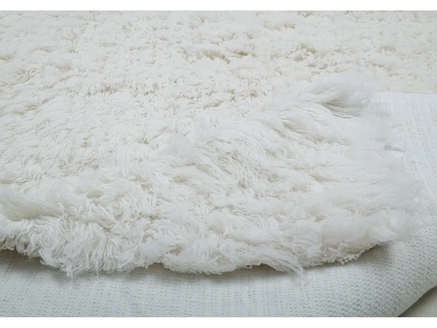 Discount Alfombra de lana natural tejida a mano 140x190 cm Fluffy Blanco