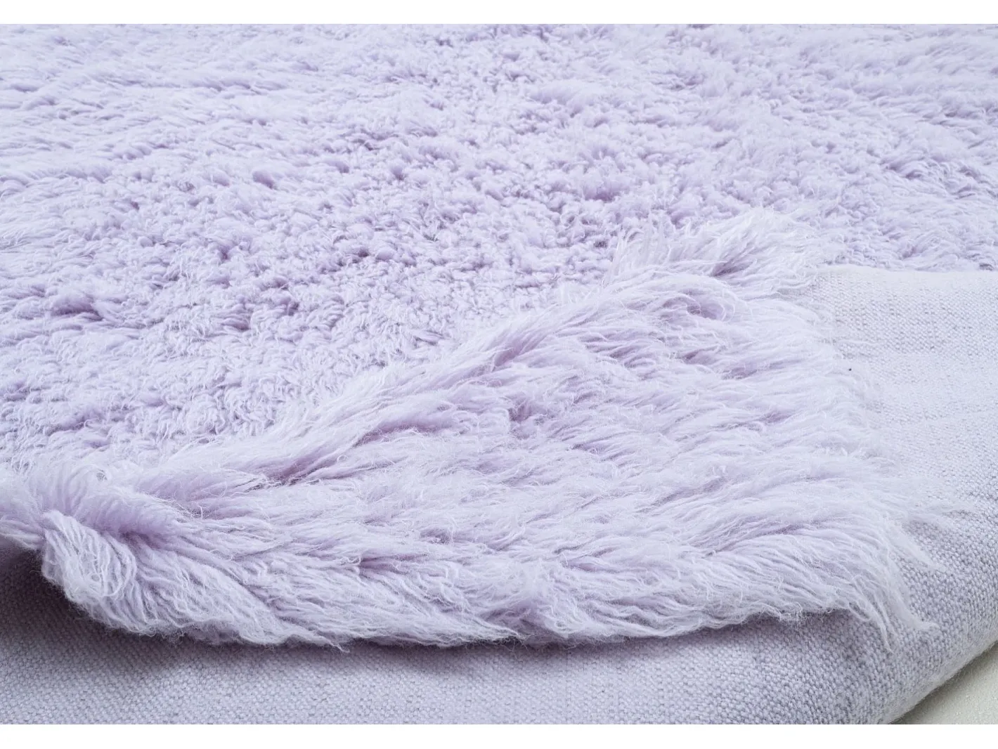 Alfombra De Salón-Alfombra de lana natural tejida a mano 140x190 cm Morado Fluffy Violeta