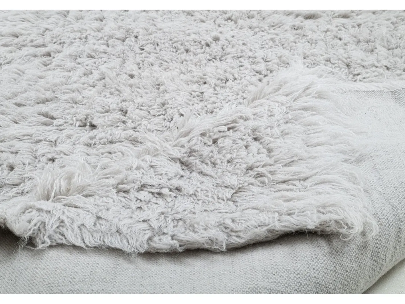 Discount Alfombra de lana natural tejida a mano 80x160 cm Fluffy Gris