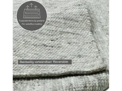 Alfombra de lana reversible tejida a mano 90x160 cm Gris natural Alpen Beige Best