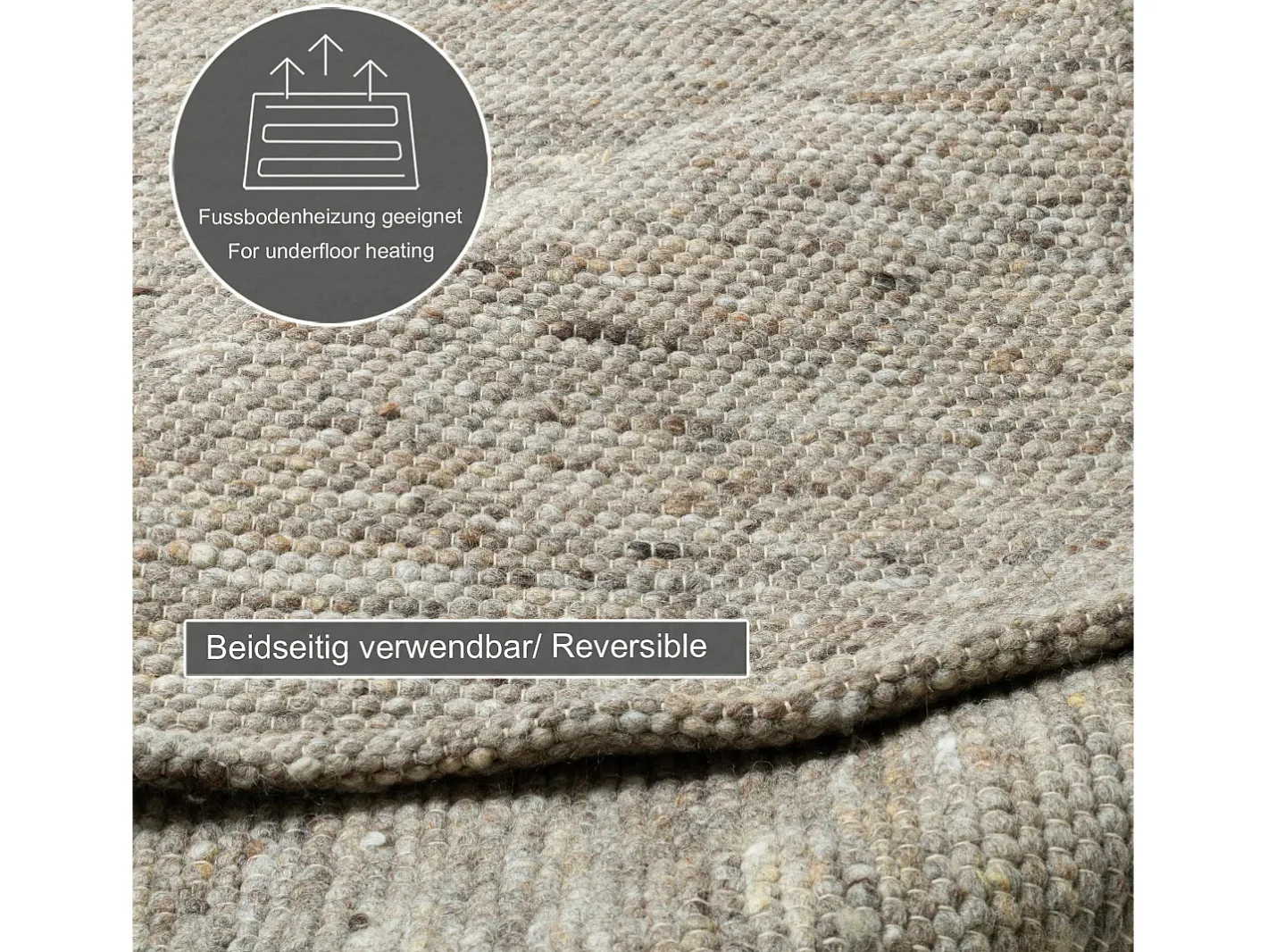 Discount Alfombra de lana reversible tejida a mano 120x180 cm Marrón Multi Alpen Marru00f3n