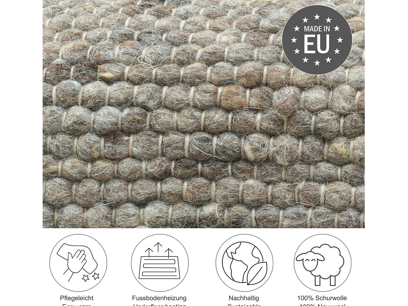 Discount Alfombra de lana reversible tejida a mano 120x180 cm Marrón Multi Alpen Marru00f3n
