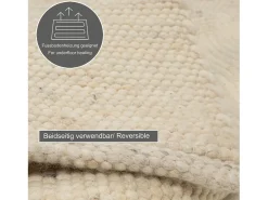 Alfombra de lana reversible tejida a mano 90x160 cm Naturaleza Alpen Color natural claro Clearance