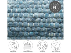 New Alfombra de lana reversible tejida a mano 190x290 cm Alpen Azul