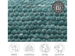 Alfombra De Salón-Alfombra de lana reversible tejida a mano 190x250 cm Petróleo Alpen Verde