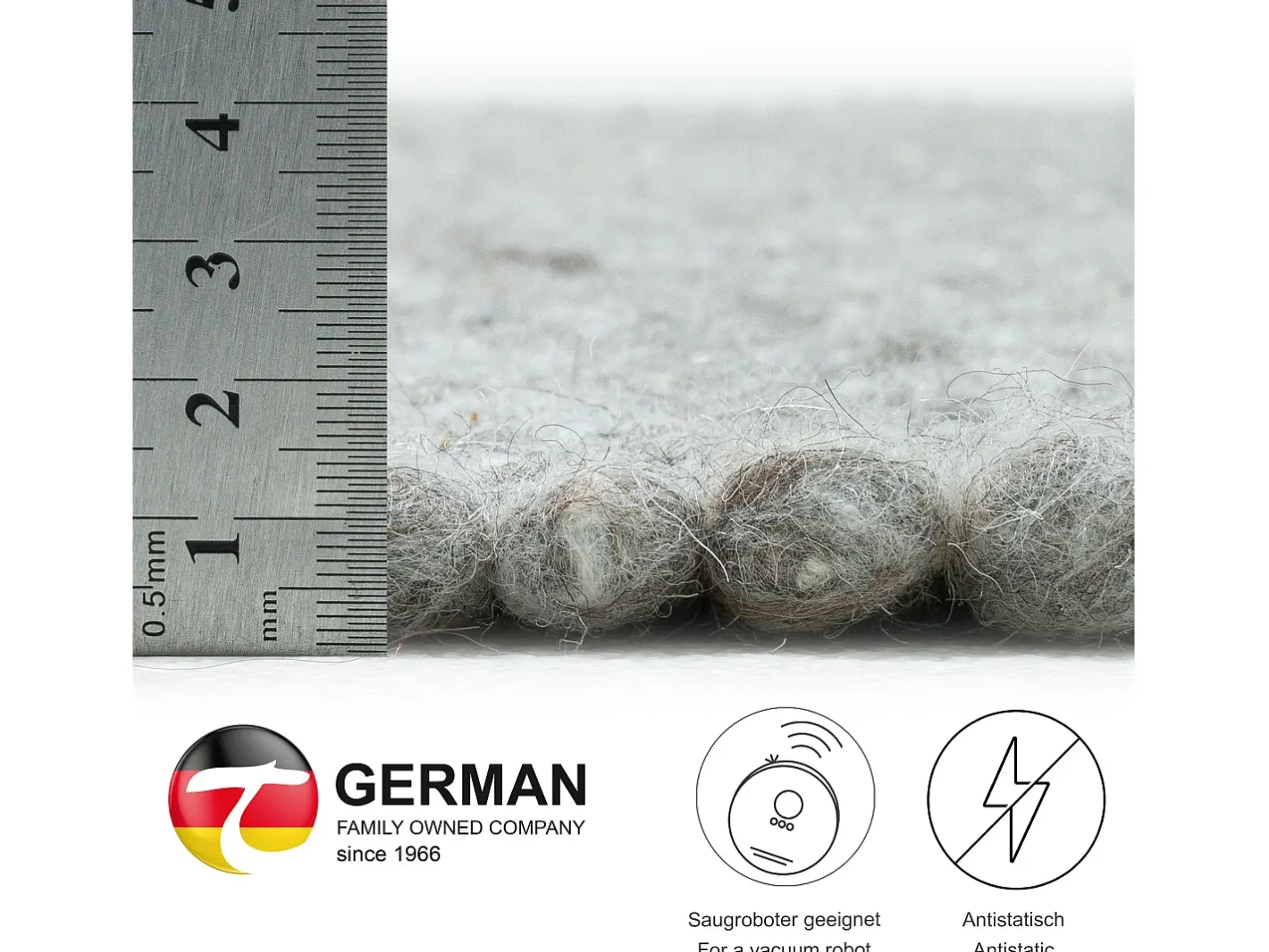 Discount Alfombra de lana reversible tejida a mano 140x200 cm Gris natural Alpen Beige