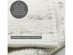 Alfombra De Salón-Alfombra de lana tejida a mano reversible 200x250 cm Gris natural Alm-Glück Beige