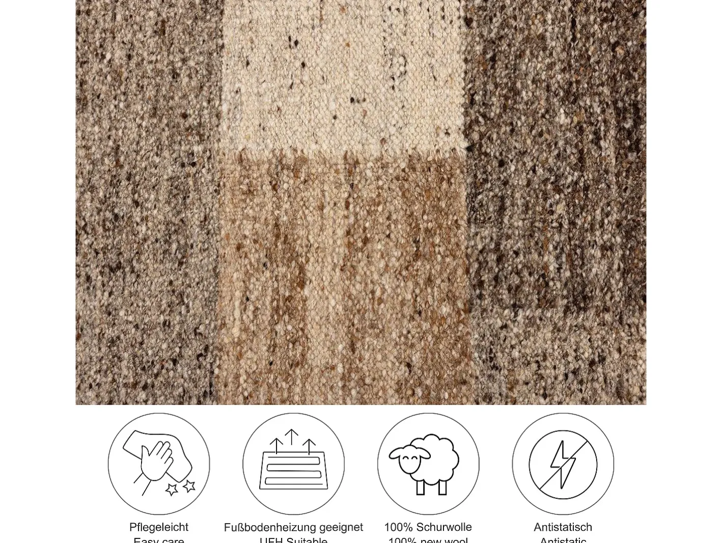Alfombra de lana tejida a mano y enrollable 200x300 cm multi Ehrwald Beige