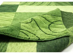 Sale Alfombra de lana tejida a mano en estilo patchwork 70x140 cm Domas Verde