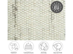 Alfombra de lana tejida a mano reversible 160x230 cm Gris natural Alm-Glück Beige Online