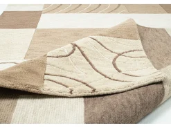 Alfombra de lana tejida a mano en estilo patchwork 90x160 cm Marrón Domas Marru00f3n Discount