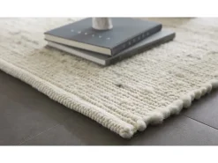 Alfombra de lana tejida a mano reversible 60x90 cm Gris natural Alm-Glück Beige