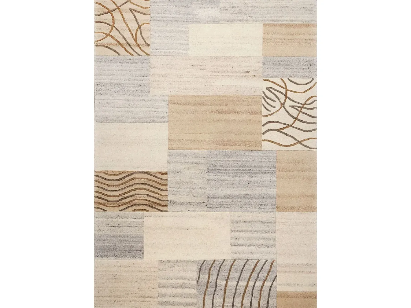 Alfombra De Salón-Alfombra de lana tejida a mano 70x140 cm Gris natural Nakarta Beige
