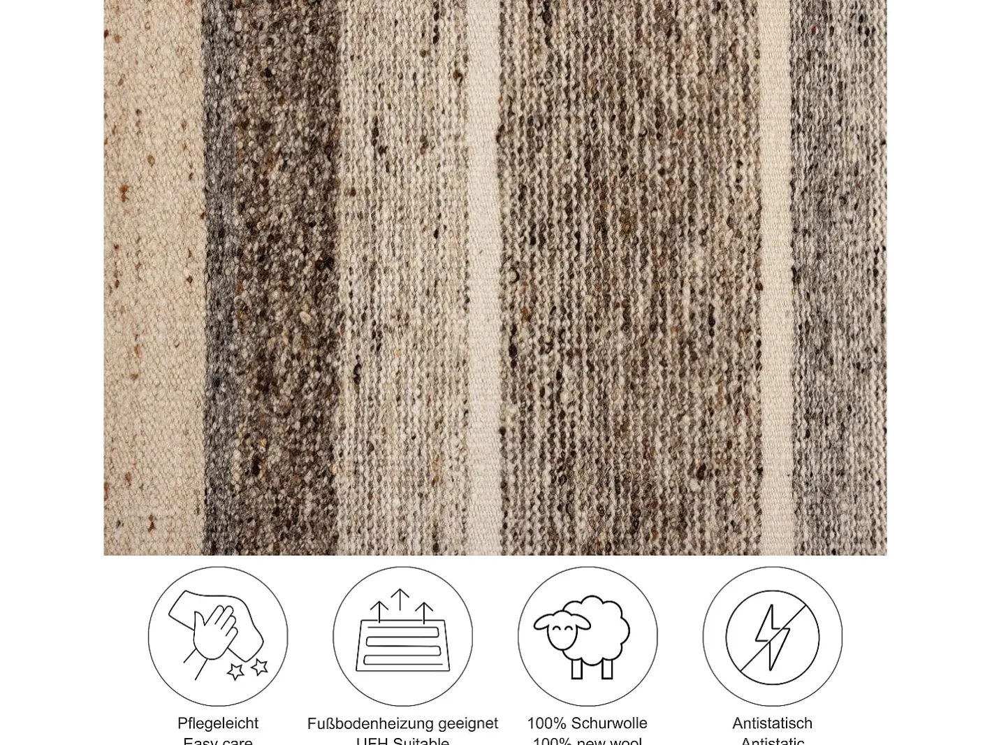 Alfombra De Salón-Alfombra de lana tejida a mano y enrollable 90x160 cm multi Ehrwald Beige