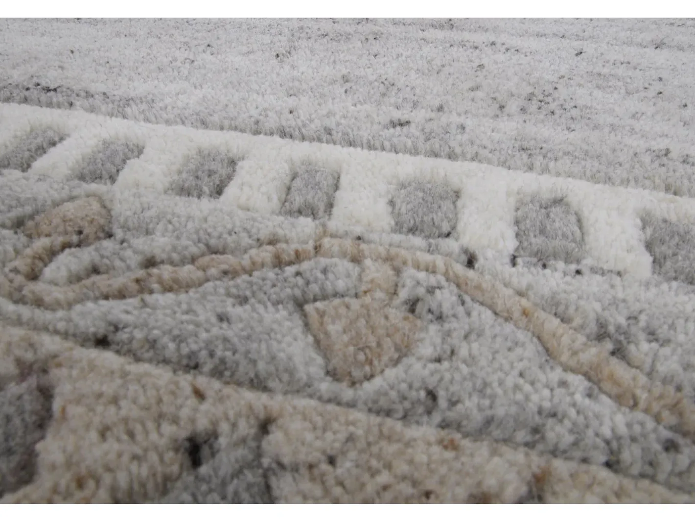 Alfombra De Salón-Alfombra de lana tejida a mano 60x90 cm Gris natural Nakarta Beige
