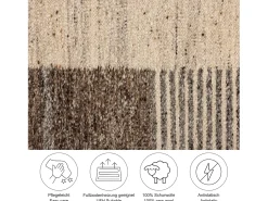 Alfombra De Salón-Alfombra de lana tejida a mano y enrollable 70x140 cm multi Ehrwald Beige