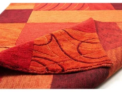 Alfombra de lana tejida a mano en estilo patchwork 250x350 cm Domas Rojo Hot