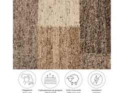 Alfombra de lana tejida a mano y enrollable 250x350 cm multi Ehrwald Beige