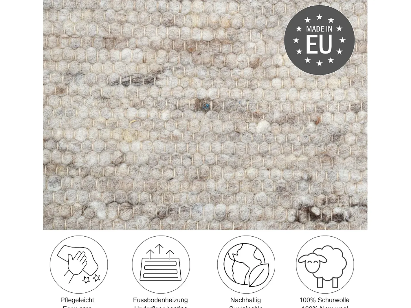 Alfombra de lana tejida a mano reversible 250x350 cm Arena Multi Alm-Glück Gris antracita Clearance