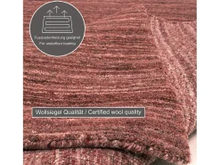Alfombra De Salón-Alfombra de lana UNI tejida a mano 90x160 cm Pure Rojo