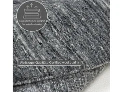 Alfombra De Salón|Alfombra Redonda-Alfombra de lana UNI tejida a mano 100x100 cm Antracita Pure Gris antracita