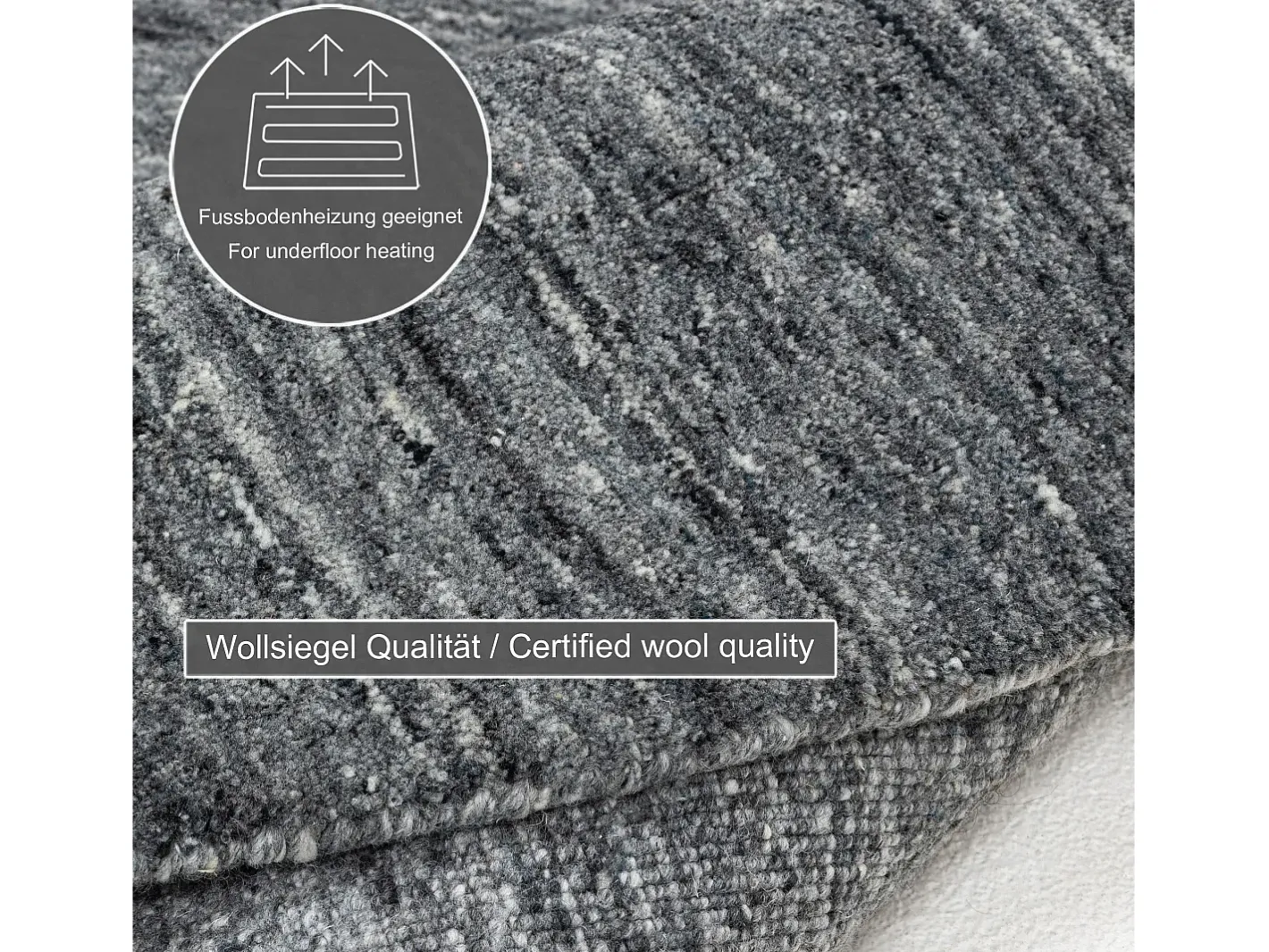 Alfombra de lana UNI tejida a mano 190x190 cm Antracita Pure Gris antracita Best