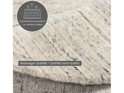 Hot Alfombra de lana UNI tejida a mano 190x190 cm Gris natural Pure Beige