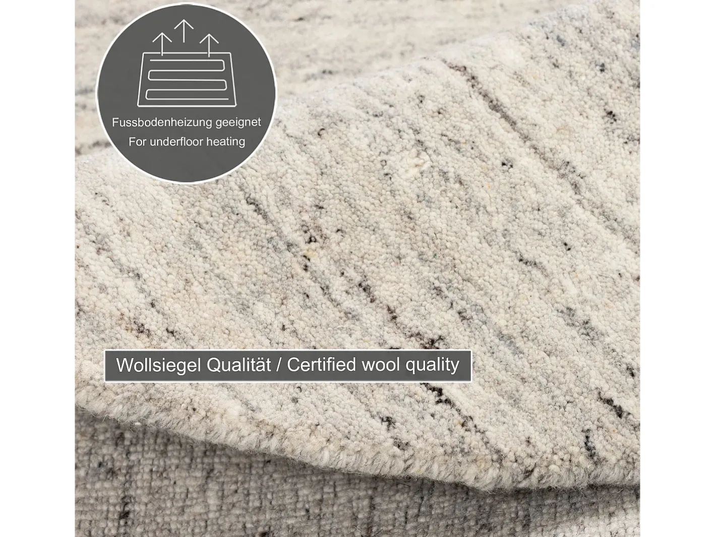Hot Alfombra de lana UNI tejida a mano 190x190 cm Gris natural Pure Beige