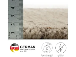 Alfombra de lana UNI tejida a mano 190x190 cm natural Pure Beige Discount