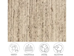 Alfombra de lana UNI tejida a mano 190x190 cm natural Pure Beige Discount