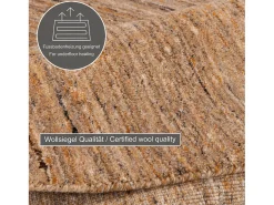 Alfombra De Salón|Alfombra Redonda-Alfombra de lana UNI tejida a mano 190x190 cm Ocre Pure Amarillo claro