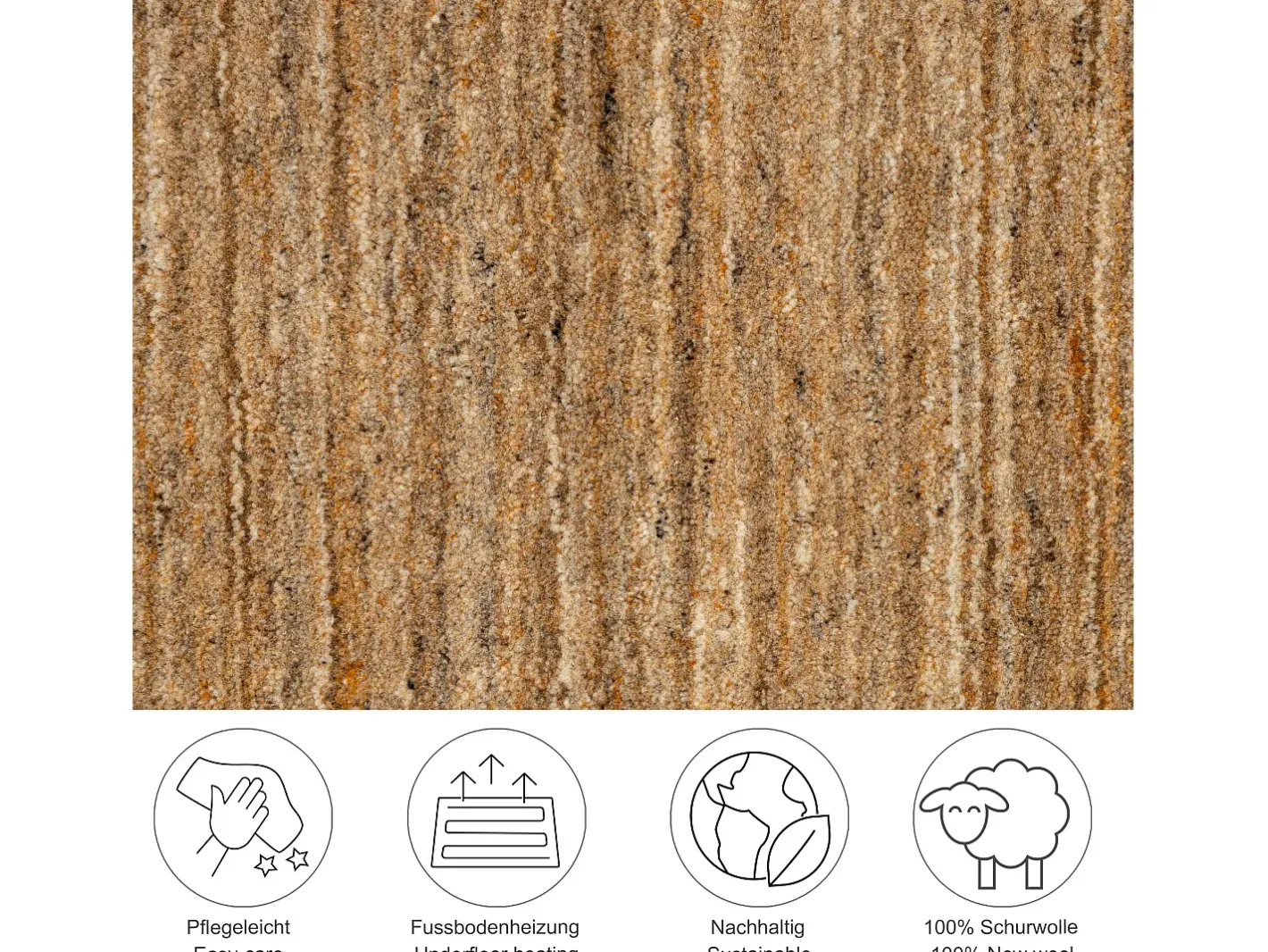 Best Alfombra de lana UNI tejida a mano 90x160 cm Ocre Pure Amarillo claro