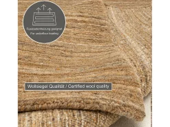Best Alfombra de lana UNI tejida a mano 90x160 cm Ocre Pure Amarillo claro