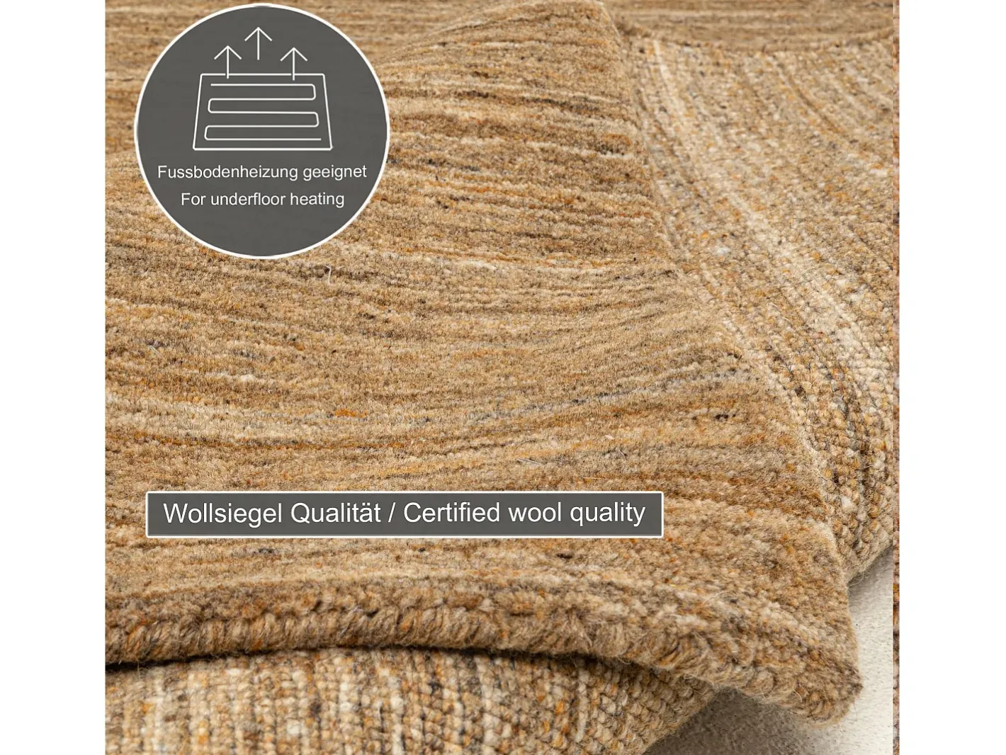 Best Alfombra de lana UNI tejida a mano 90x160 cm Ocre Pure Amarillo claro