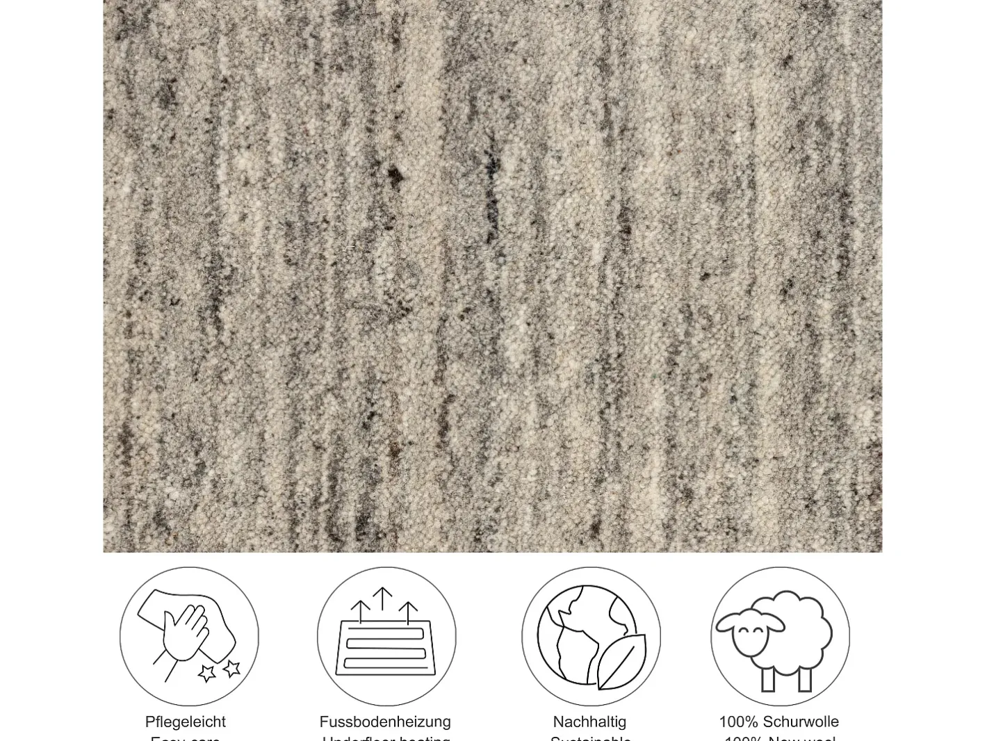 Alfombra de lana UNI tejida a mano 150x150 cm Pure Gris New