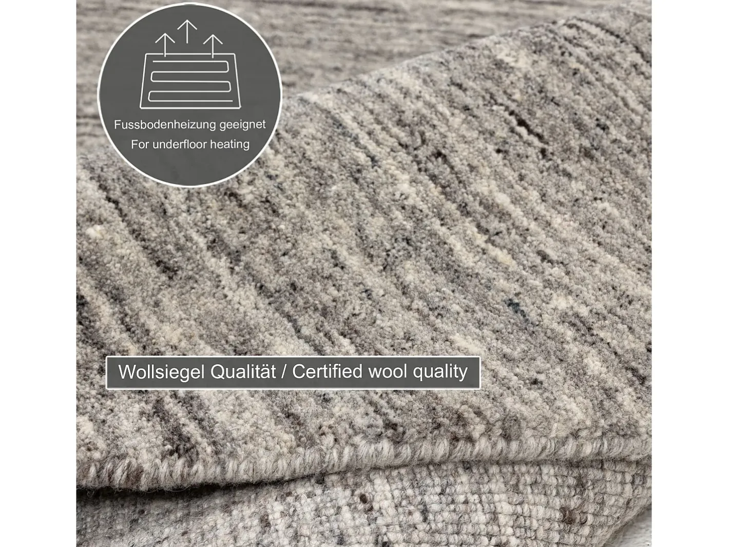 Alfombra de lana UNI tejida a mano 150x150 cm Pure Gris New