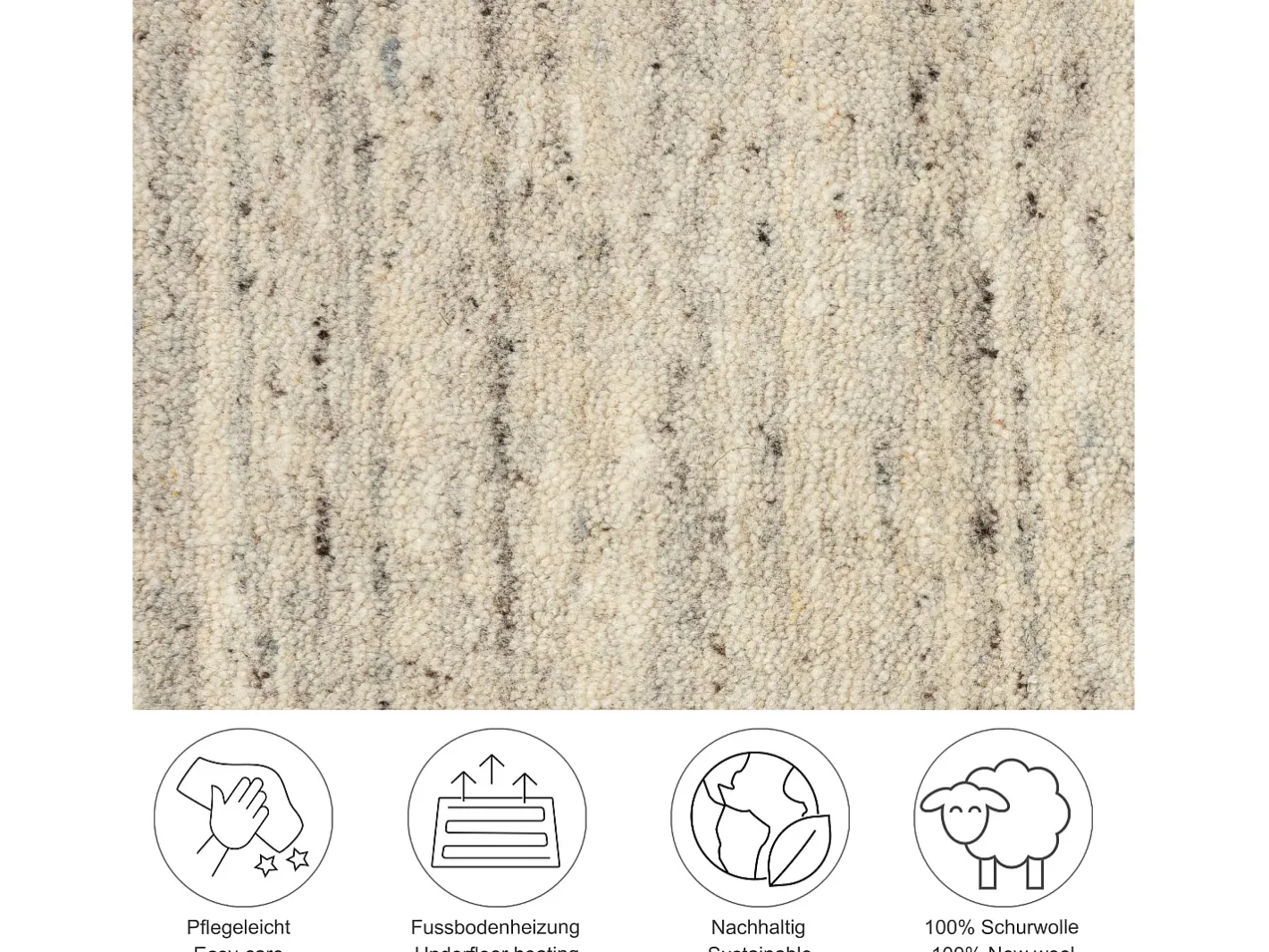 Alfombra de lana UNI tejida a mano 60x90 cm Gris natural Pure Beige New