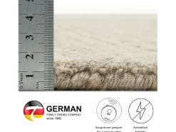 Alfombra de lana UNI tejida a mano 60x90 cm Gris natural Pure Beige New